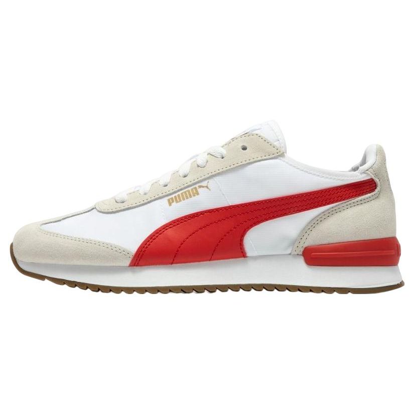 Puma R78 Wind Nylon Unisex Low Top Casual Shoes White And Red Leather Stylish Versatile 392901-05