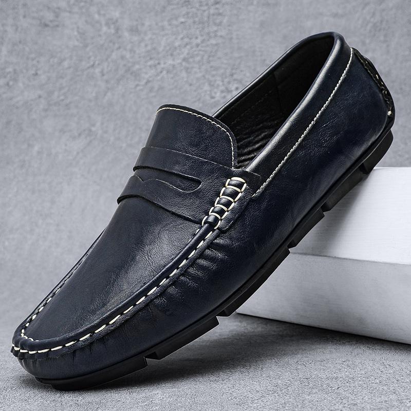 Genuien Leather Men Loafers Super Soft Casual Shoes For Men Classic Moccasins Light Boat Footwear Plus Size 38-44