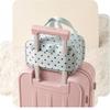 Polka Dot Cosmetic Bag Large Capacity Pu Waterproof Travel Toiletry Organizer Three-Layer Partition Travel Storage Bag