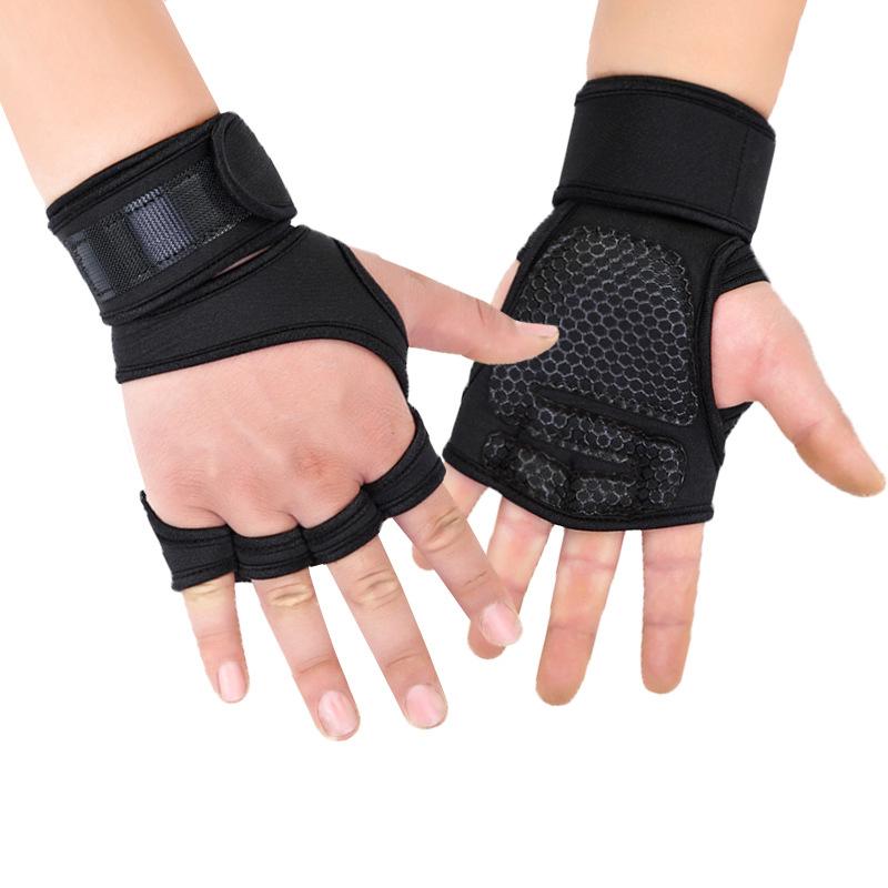 1 Pair Weightlifting Training Gloves For Men Women Fitness Sports Body Building Gymnastics Gym Hand Wrist Palm Protector Gloves