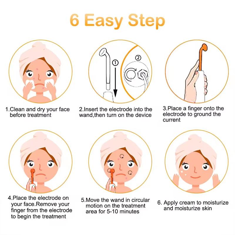 Professional Portable Handheld Skin Therapy Machine Wand High Frequency Acne Treatment Facial Lift Targeted for Face Skin Care