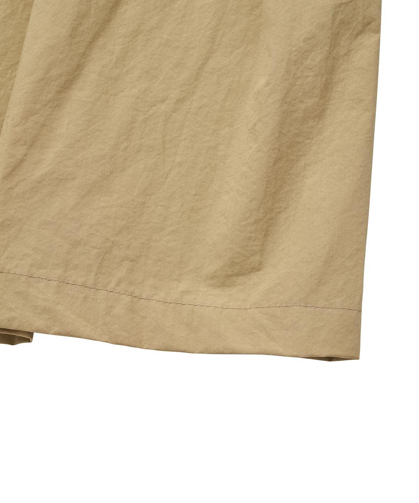 Cotton Bell Pleated Skirt Dress - Beige