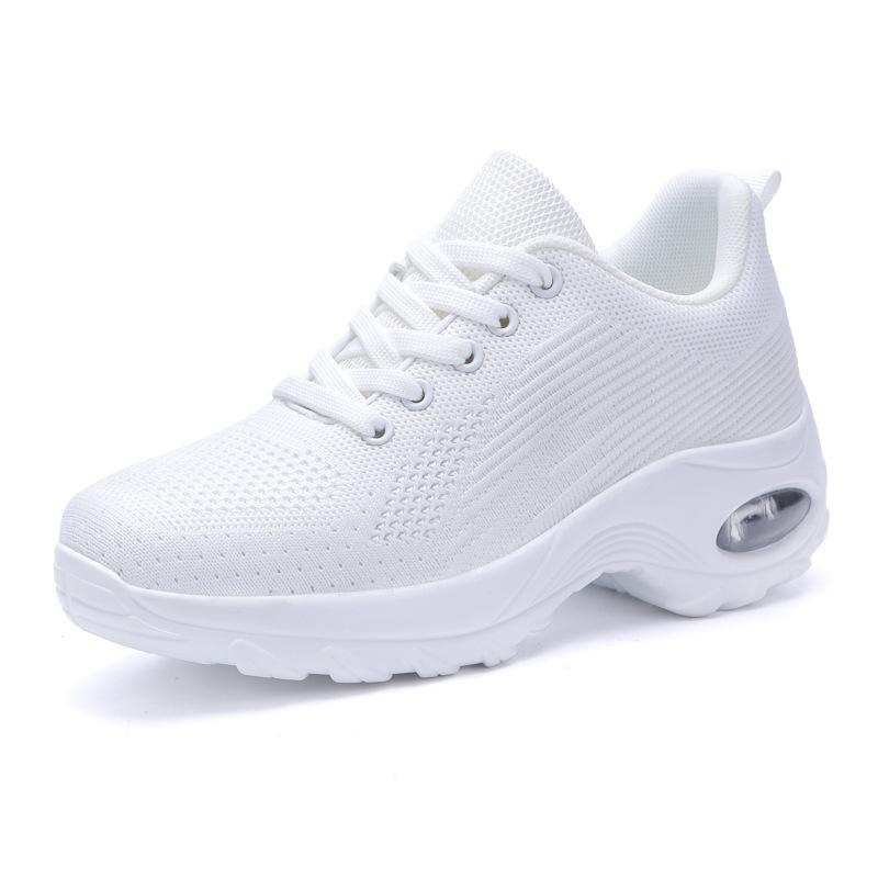 Fashion Women Casual White Sneakers Breathable Mesh Sneakers Air Cushion Shoes Women Walking Sports Lightweight Thick Sole Shoes Spring
