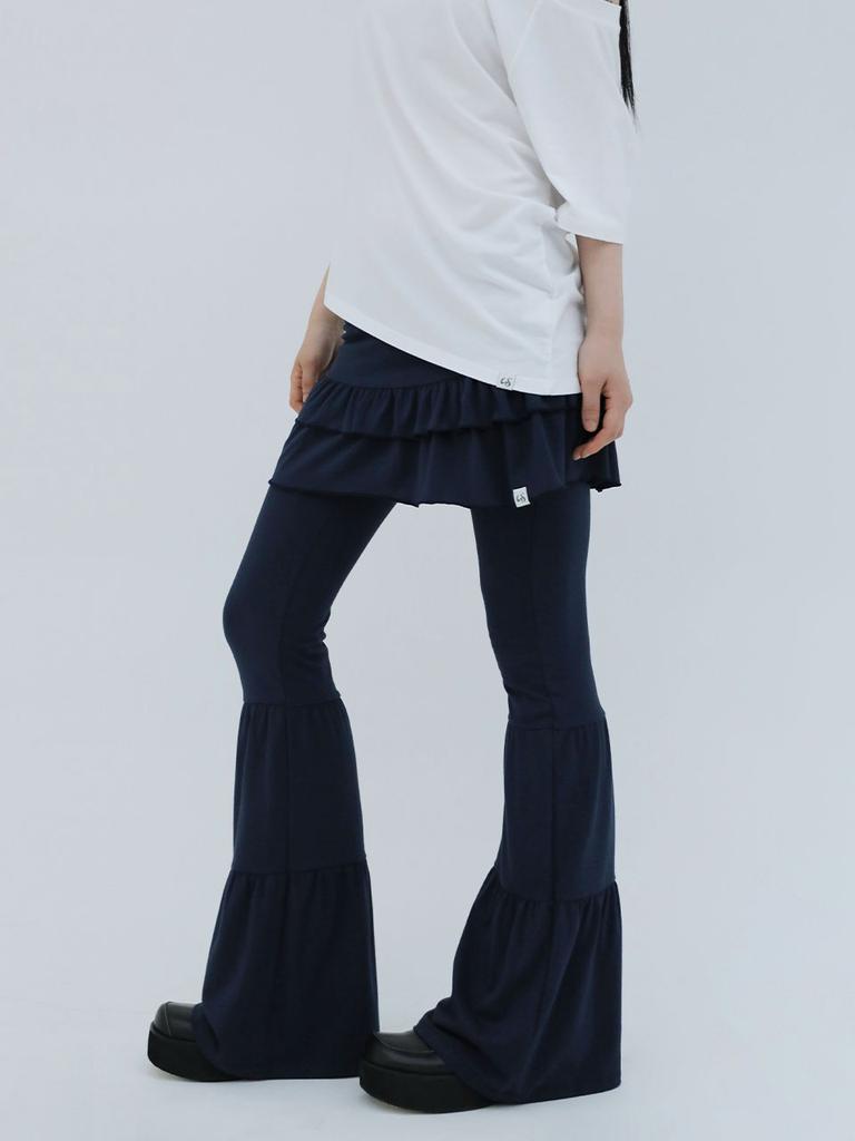 Eogeulliswedou Tiered Skirt Pants (Navy)