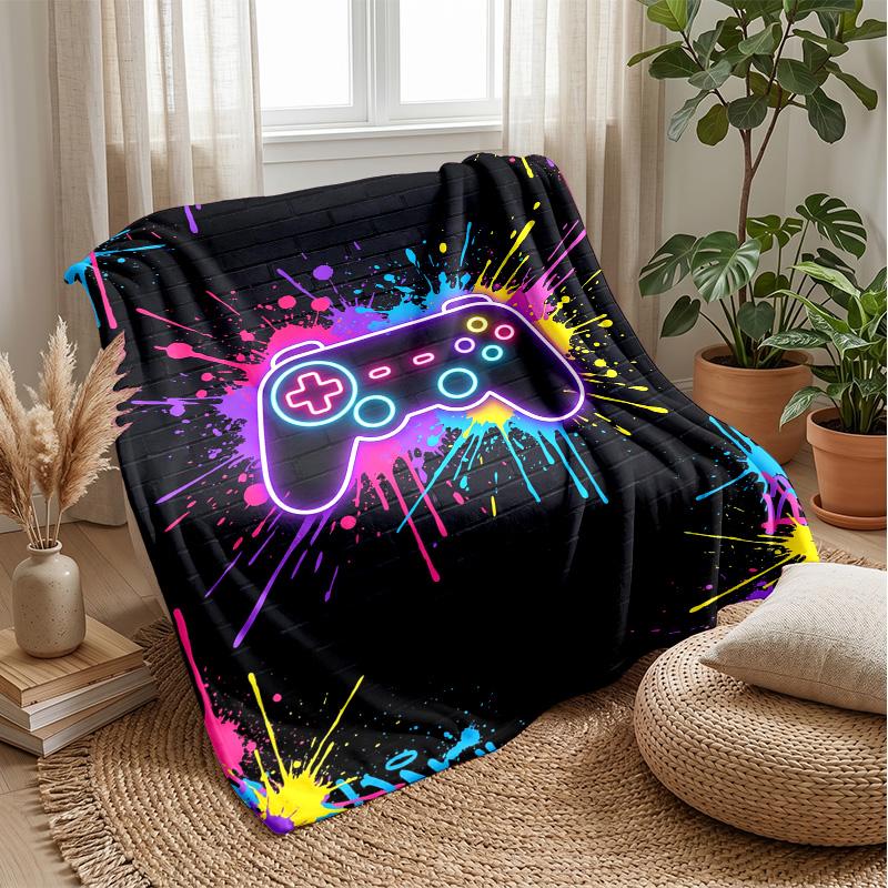 Neon Game Controller Art Theme blanket Lightweight Warm Flannel Blanket Decorative Throw Blanket for Home Decoration