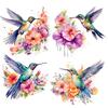 Flores Pássaro-mosca Aquarela Adesivo de Parede Decalque para Tampa de Vaso Sanitário Adesivo de Porta Removível Autoadesivo Decoração Adesivos Domésticos S321