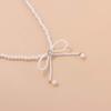 Vintage White Simulated Pearl Bowknot Pendant Necklace For Women Elegant Bow Beads Chain Choker Aesthetic Jewelry Gift