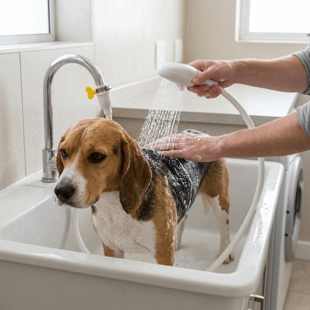 Adjustable Water Flow Pet Shower Sprayer Direct Plug Water Head Outdoor Quick Rinse