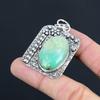 Easter Deal 925 Silver Oval Heart Chakra Chrysoprase Gemstone Boho Wife Pendant