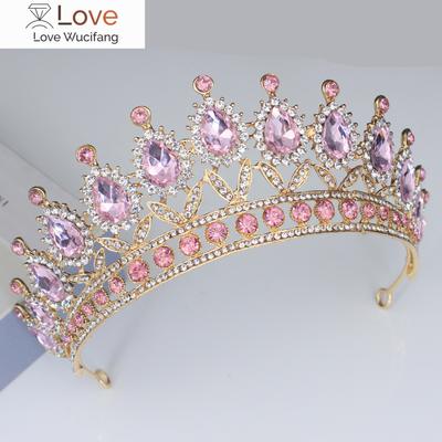 Kristallrosa Königin Prinzessin Tiara und Krone Braut Stirnband Frauen Mädchen Abschlussball Party Diadem Hochzeit Haarschmuck Accessoires