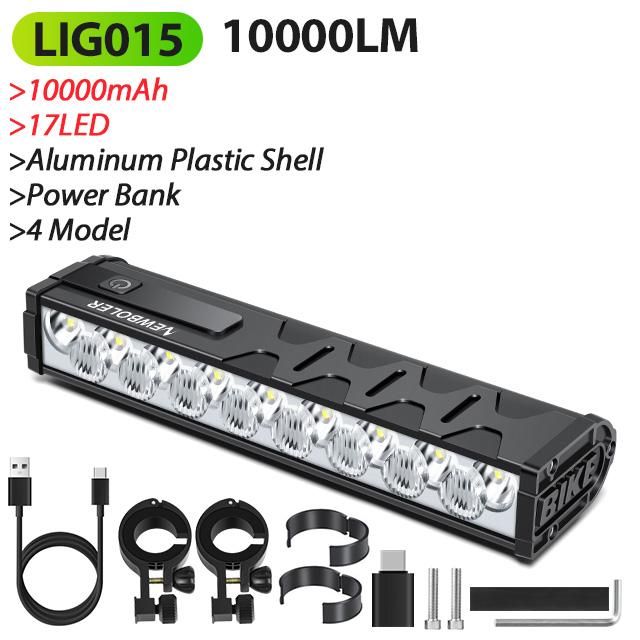 10000mAh Velosipēda Gaismiņa 17 LED Priekšējā