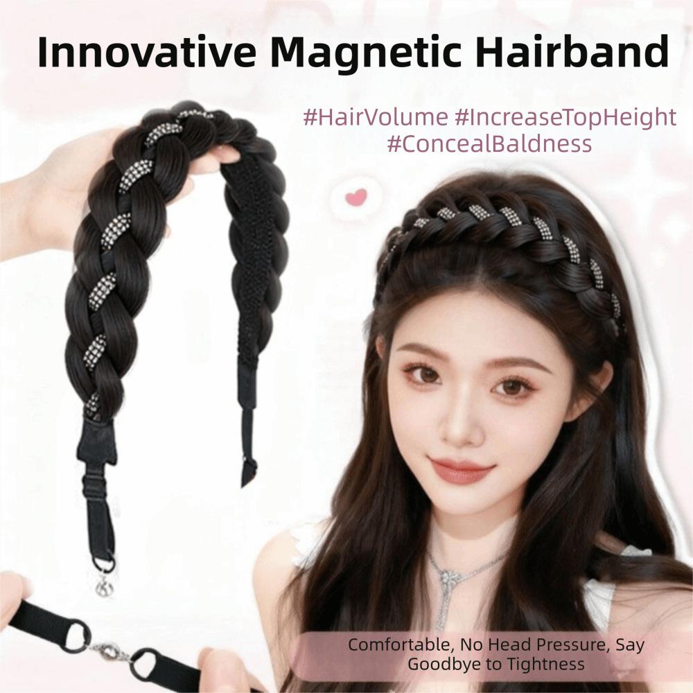 Stylish Rhinestones Braids Headband Non-Slip Fishtail Braid Hair Hoop Easy Wig Headband  Party