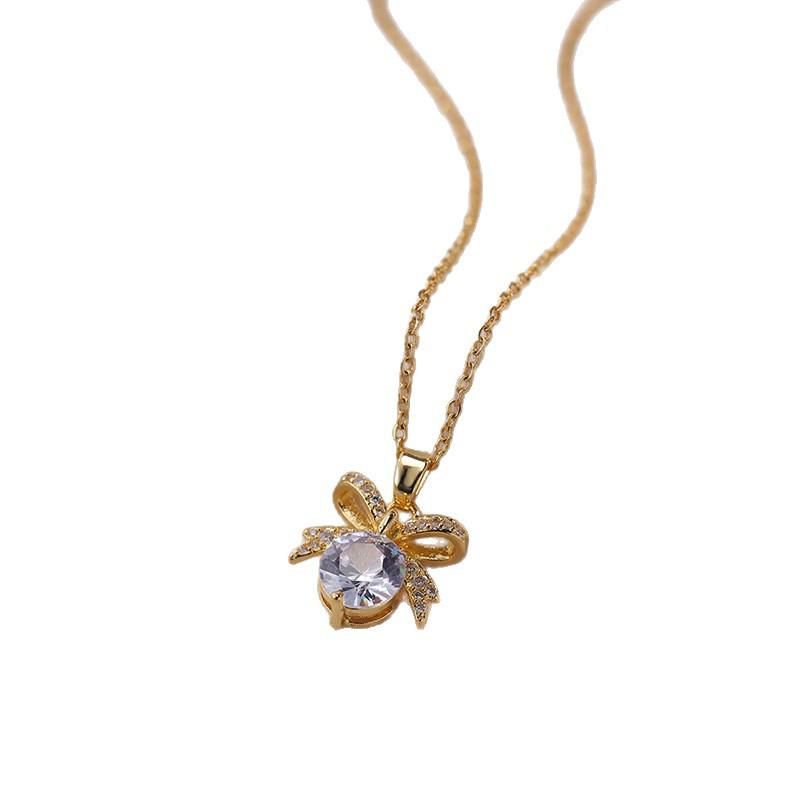 Damen Zirkon Geometrische Anhänger Halskette - Trendig, Schlicht und Elegant Schlüsselbein-Design