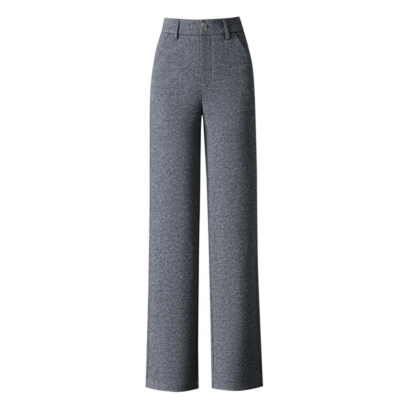 High Waist Wool Blend Pants for Women - Slimming, Casual, Wide/Narrow Leg, Loose Fit, 2025 Spring/Autumn Collection.