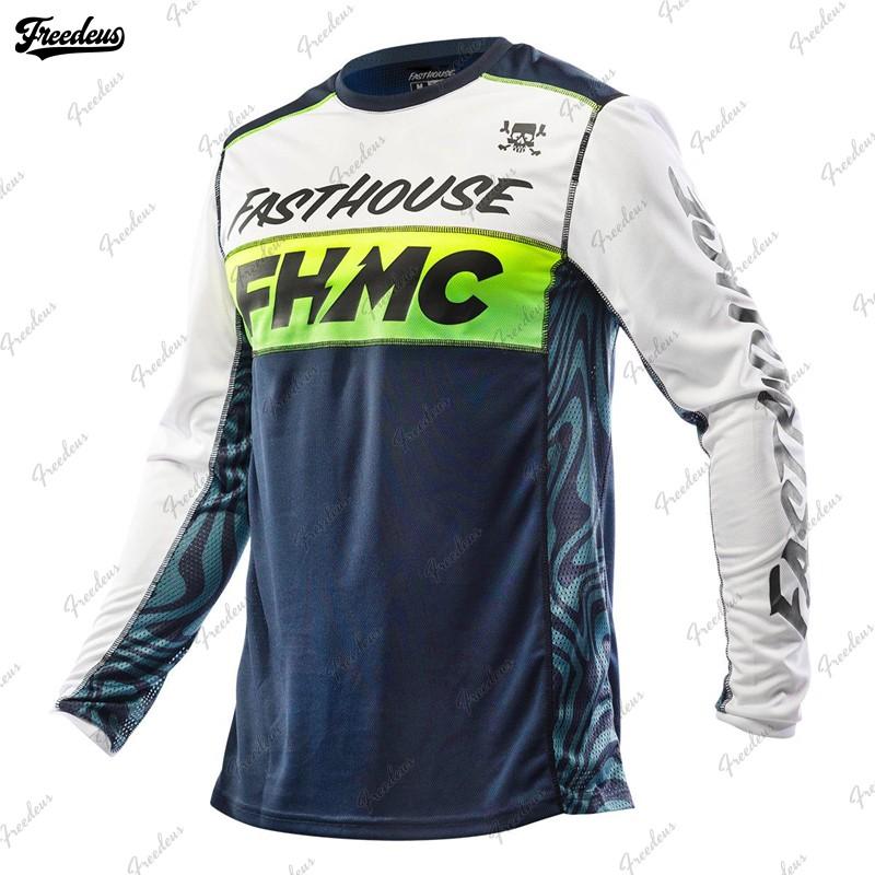 FASTHOUSE Camouflage Langarm Mountainbike Trikot Trail Riding Atmungsaktives Netz Radtrikot Herren
