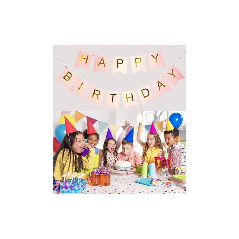 Pink Gold Happy Birthday Paper Letter Garland, Pink Gold Birthday Decorations, Garland, Birthday Banner, Birthday Decorations, Birthday Decorations,