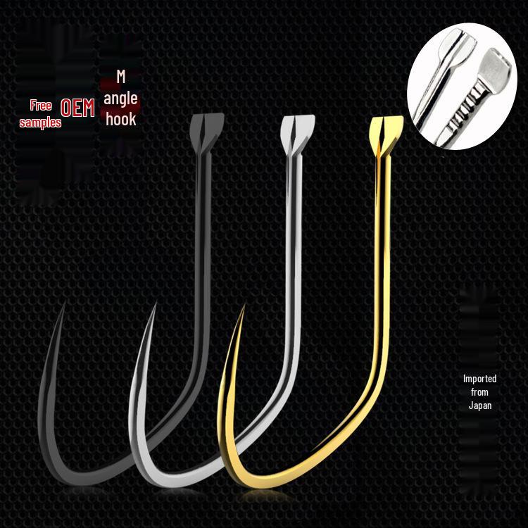 Barbless Japanese Fishing Hooks with TG Black Sleeve, Sharp Point, and Wire Groove - 100 Pieces