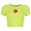 Fashion Crop Top Short Bottoming Shirt Embroider T-shirt Silm Thin Sweatshirt Slim Thin Sweater