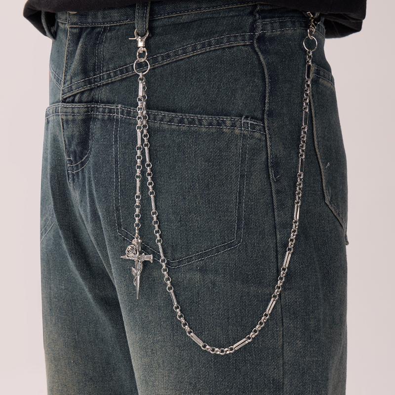 Personalized Punk Pendant Pants Chain For Women Men Fashion Metal Geometric Hollow Jeans Chain Body Jewelry Accessories