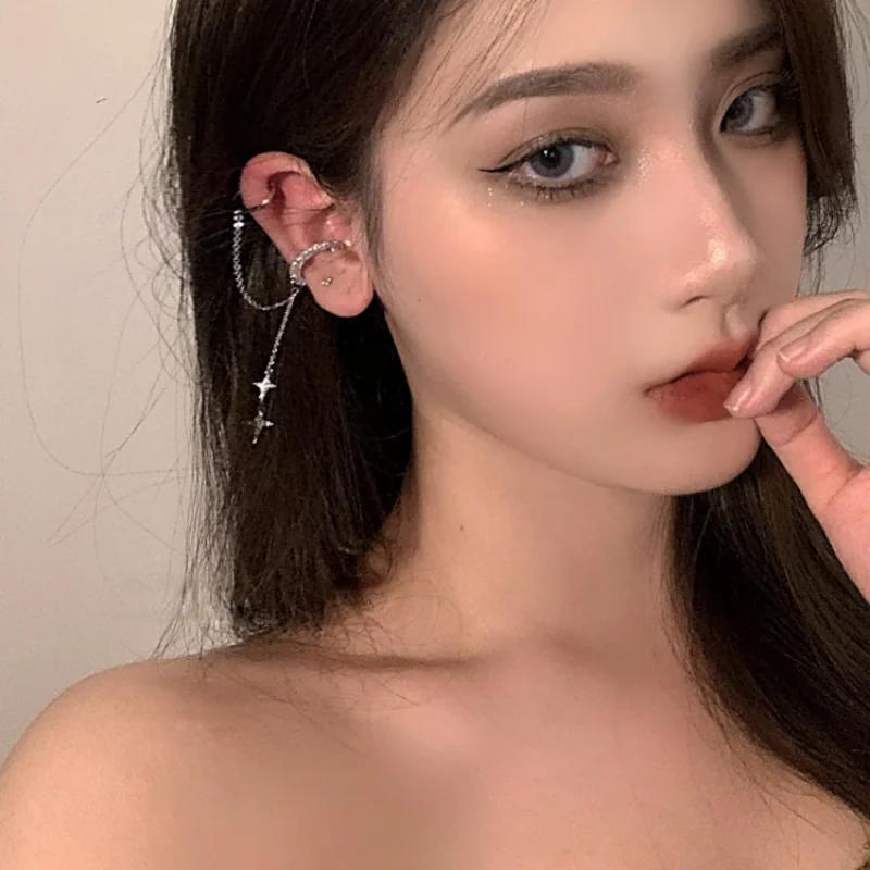 1Pc Fashion Minilist No Piercing Ear Cuff Earrings for Woman Fake Piercing Tassel Star Ear Clips Earrings for Women Jewelry