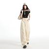 Spring Summer Light Apricot High Waist Design Relax Saber Cut Wide Leg Denim Pants For Ladies Casual Pants Oversize Denim Trousers