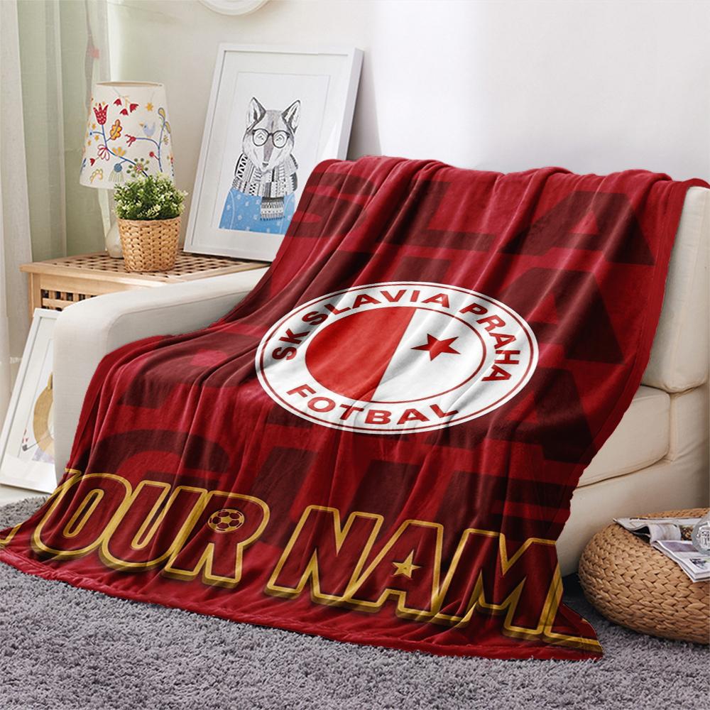 1 STuks Gepersonaliseerde Naam SK Slavia Praag Patroon Flanellen Deken Geschikt Voor Alle Seizoenen voor Huisdecoratie Warmte en Comfort Cadeaus Vakantiecadeau