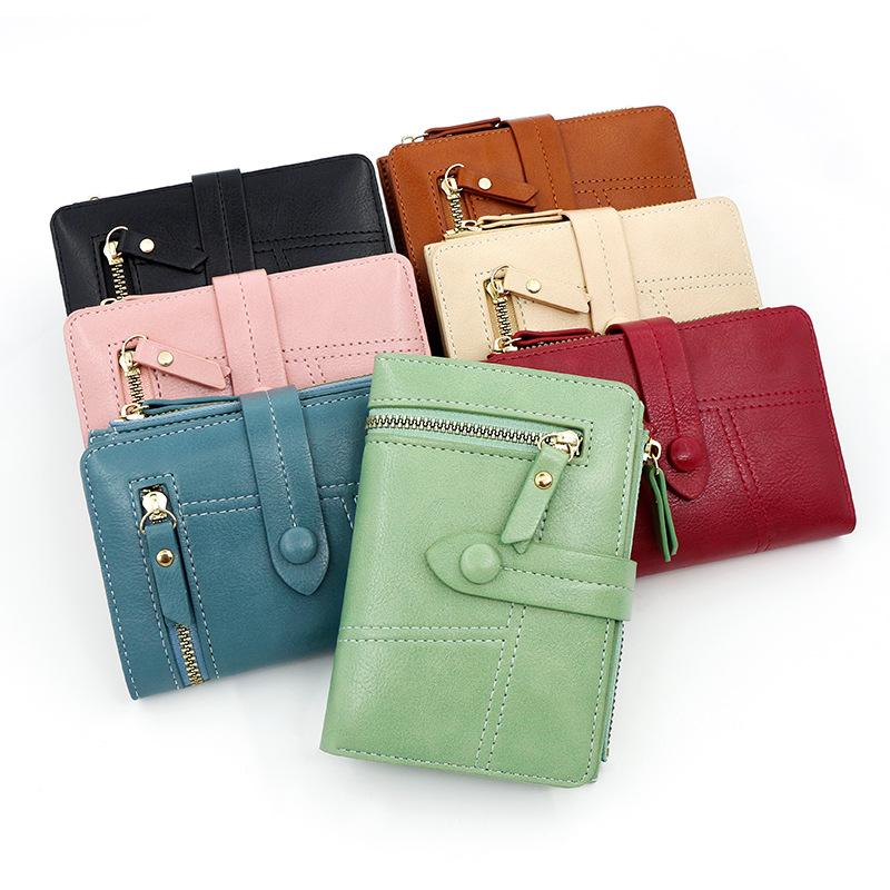 Women's Classic Vintage Style Short Wallet, Leather Card Holder, Coin Purse, Clutch Bag