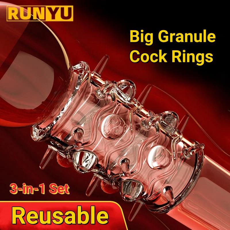 3 szt. Granulki pierścienie na penisa łechtaczka stymulują zabawki erotyczne dla mężczyzn powiększenie duże cząstki prezerwatywy na penisa pary masaż pochwy
