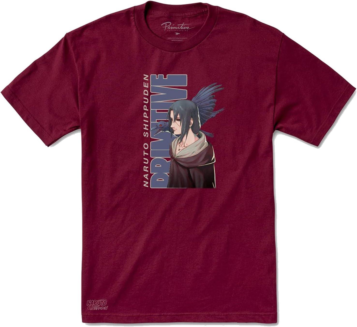 Primitive Skateboarding x Naruto Shippuden Итачи Шаринган Мужская футболка с коротким рукавом Бордовый L S