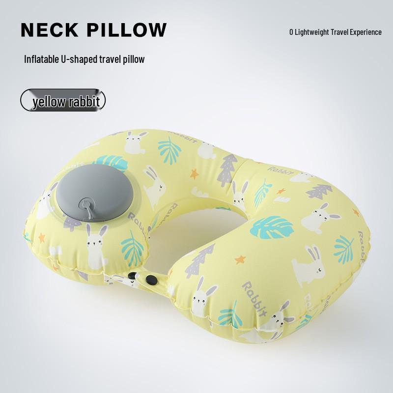 Compact Inflatable U-Shape Travel Pillow Neck Support - Press to Inflate, Portable & Storable TPU Airplane Pillow