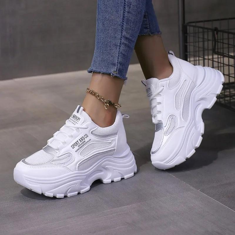 New Plus Size Casual Sporty Women's Shoes Trendy Thick Sole Soft Bottom New Spring Autumn Internal Heel Increase
