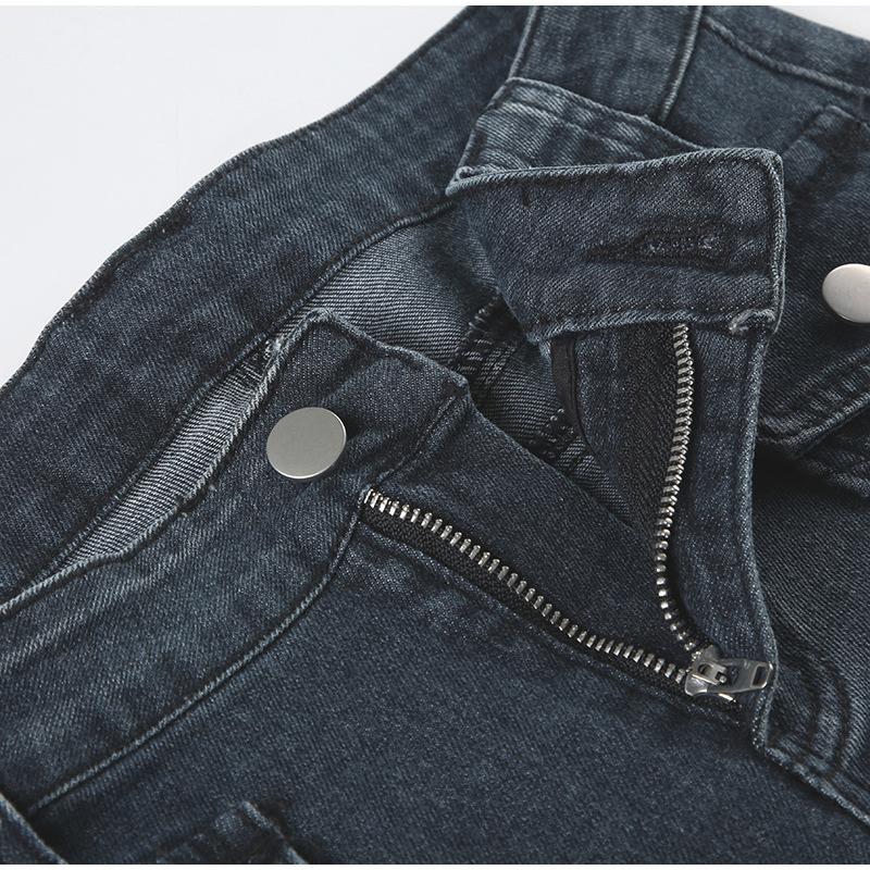 Vintage Y2k Flared Jeans Retro Button-up Middle Waist Casual Denim Pants Harajuku 2000s Basic Aesthetic Cotton Trousers 2025 Spring Autumn