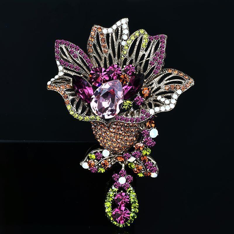SKEDS Luxury Full Crystal Baroque Brooches Pins For Women Fashion Rhinestone Classic Big Badges Vintage Lady Party Banquet Pin