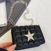 Women Small Square Bag Rhinestones Star Shoulder Bag Chain Bag Stylish Crossbody Bag PU Leather Dating for Work  Silver