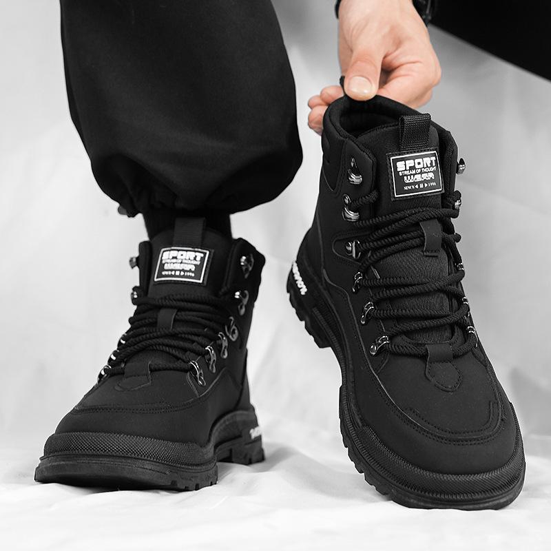 

Large size Martin boots men s 2024 autumn new high-top shoes tooling soft leather outdoor versatile wear-resistant thick-soled boots 39 чёрный