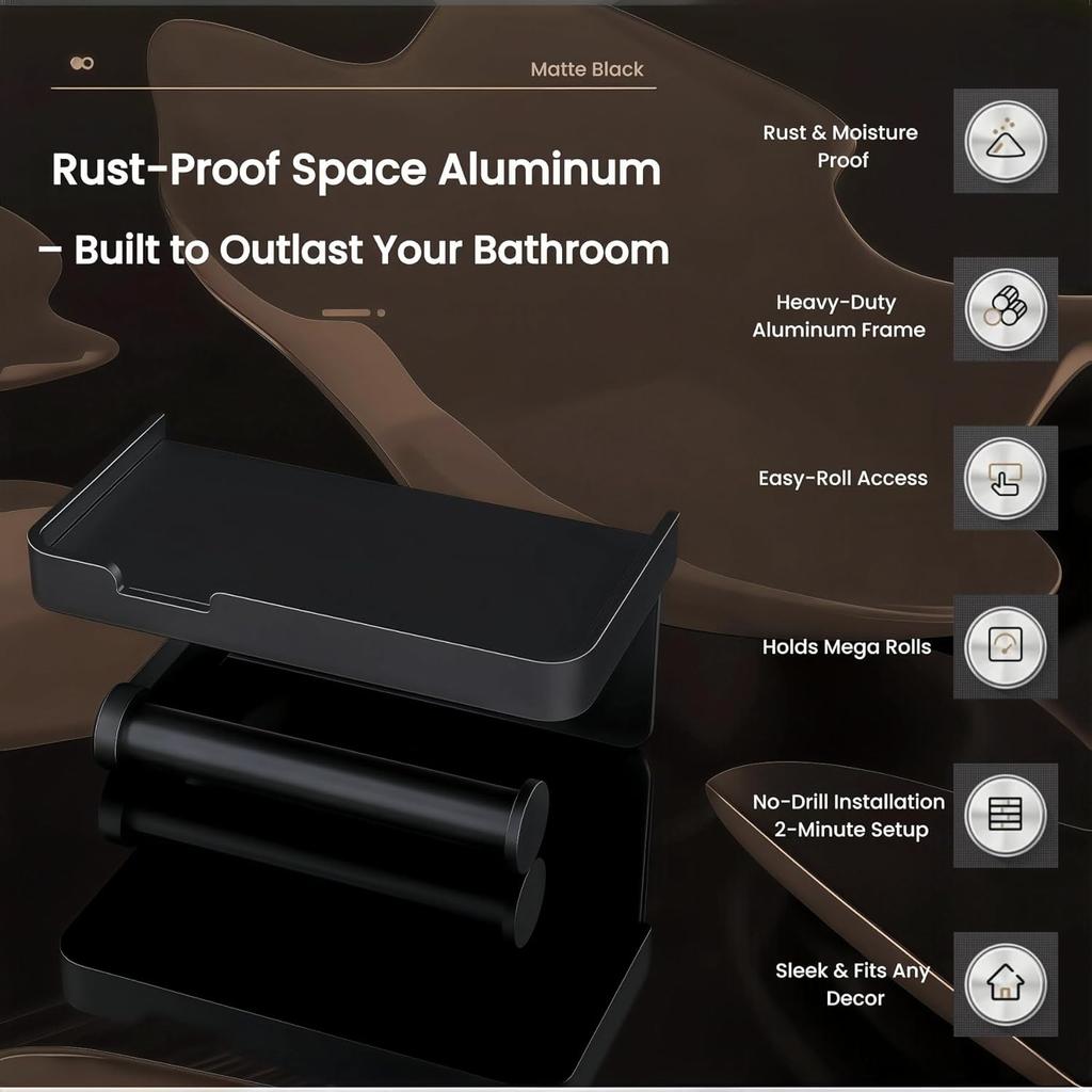 Toilet Paper Holder Wall-mounted Bath Roll Holder With Mobile Phone Shelf Toilet Paper Holder for Bathroom And Kitchen