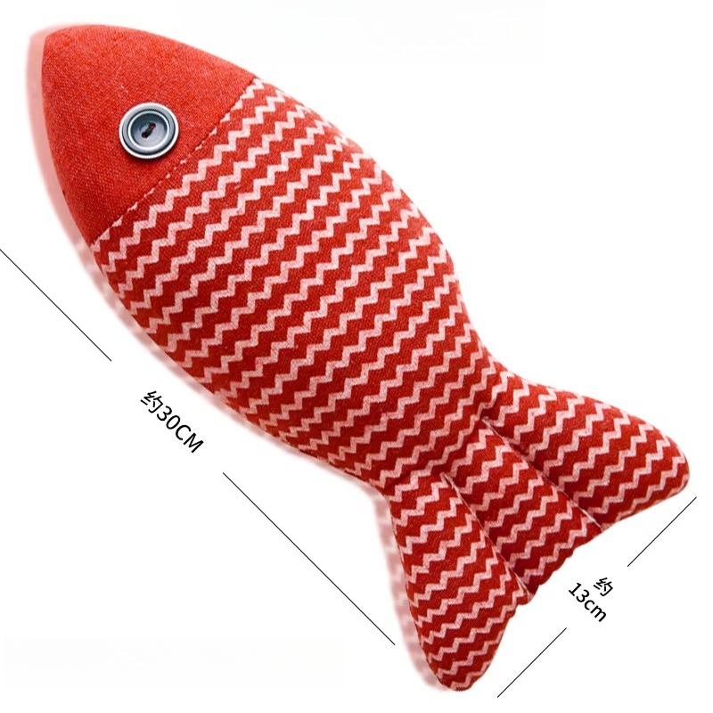 

Cotton and Linen Cat Fish Toy Animal Interactive Toy Pet Companion Gift Household Pet Products Simulated Teeth Grinding Fish Toy червоний