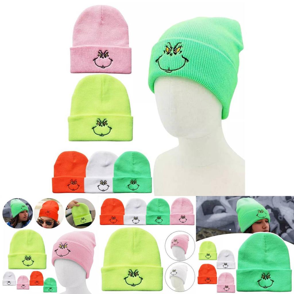 Stylish Cartoon Expression Embroidered Pullover Hat For Cold Weather Protection