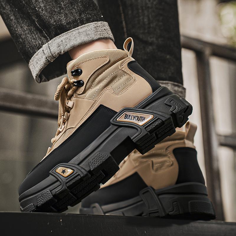 Outdoor Men Casual Sneakers Breathable Walking Hiking Shoes Quanlity Man Work Shoes Platform Ankle Boots High Top Sport Footwear