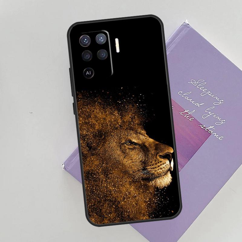 King Of The Jungle Lion Phone Case For Oppo A54 A74 A94 A15 A16 A17 A52 A72 A76 A96 A57 A58 A78 A98 A53S Cover Case