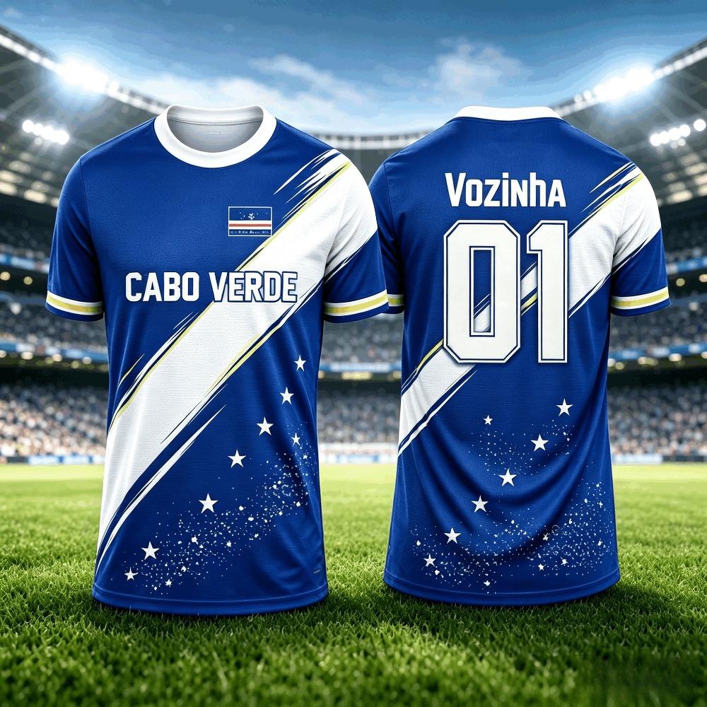 T-shirt da Calcio Geometrica Estiva di Capo Verde per Uomo e Donna, Asciugatura Rapida Traspirante