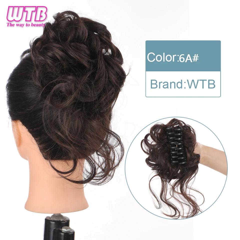 WTB Synthetic Messy Curly Claw Hair Bun Chignon Hair Extensions Scrunchy Fake False Hair With Tail for Women Hairpieces