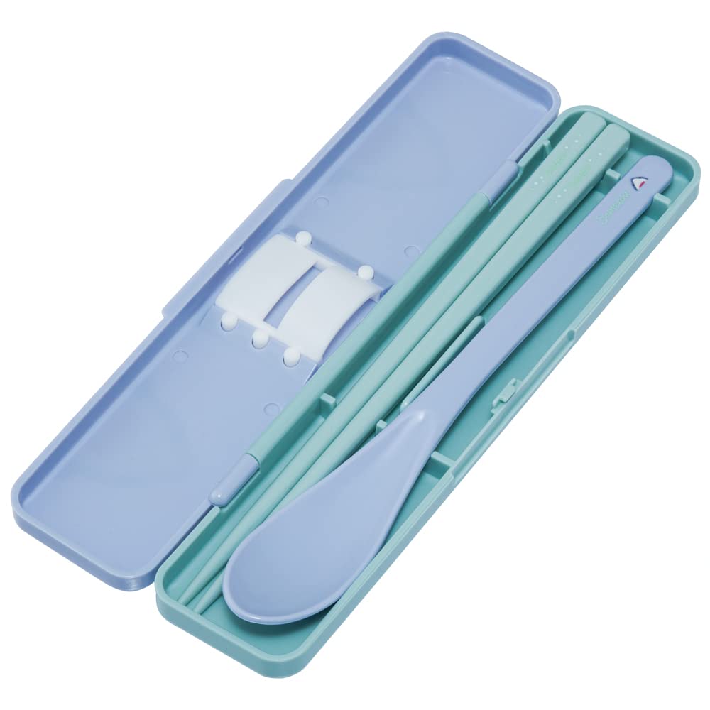 Skater Chopsticks and Spoon Combo Bento Adult Silent Silicone Made in Sametchi Set, 18cm, Antibacterial, Box, Size, Cushion, Japan, CCS3SAAG-A