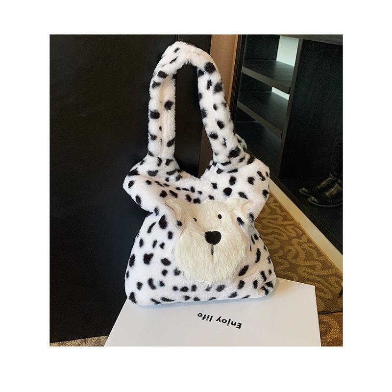 Tooxika Autumn And Winter High-grade Fur Bag Leopard Print Underarm Bag Fashionable Plush Puppy Shoulder Bag