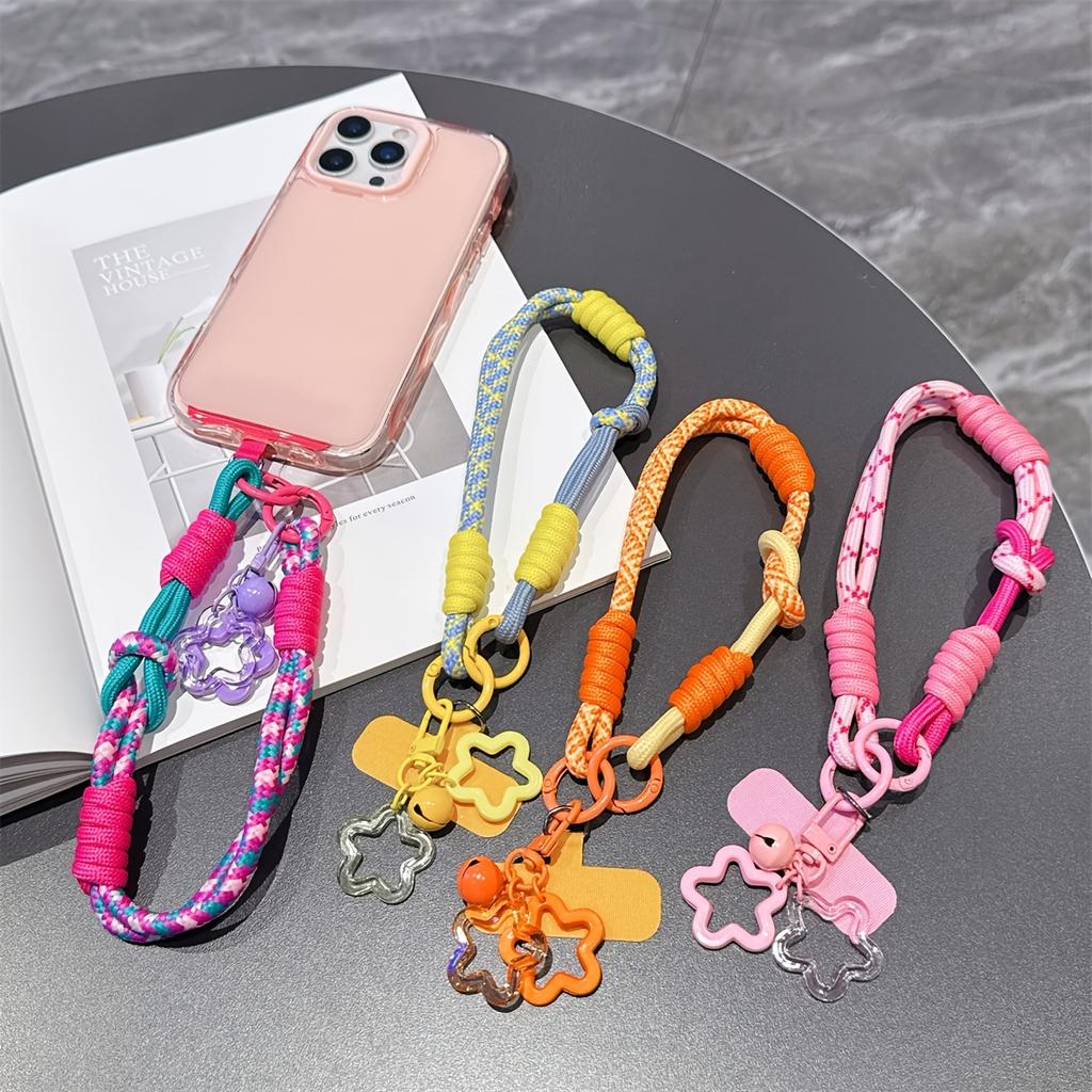 1pc Dual-Color Dual-Function Short Wrist Strap | Anti-Loss Polyester Fiber Phone Lanyard with Star Pendant Charm for Outdoor Hiking, Unisex