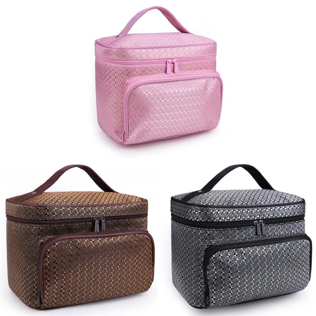 Portable Folding Large Capacity Makeup Bag For Women With Elegant Geometric Patterns In Various Colors