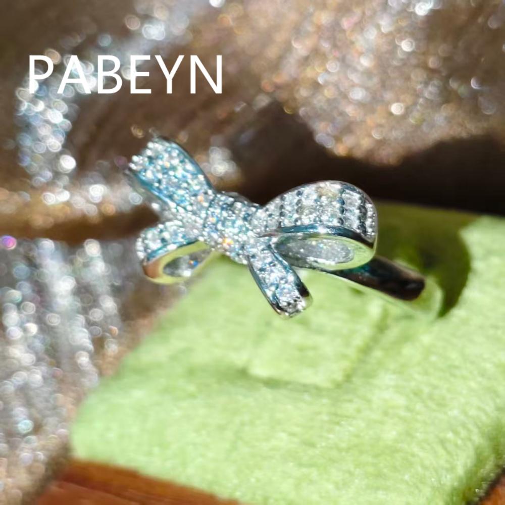 925 Sterling Silver Fashion Light Luxury Premium Bow Zircon Ring Birthday Party Anniversary Wedding Gifts