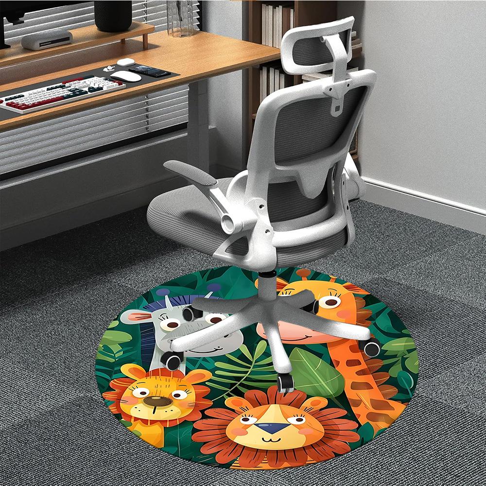 

1 шт. Круглый ковер Сафари в джунглях для офиса, Внутренний коврик, Подходит для офиса, Под офисные кресла, Спальни, Гостиной, Домашнего декора, Декора комнаты, D149 80cm by 80cm