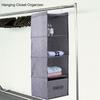 Hanging Closet Organizer Clothes Clothing Storage Holder 4 Shelves with Drawer (Gray)