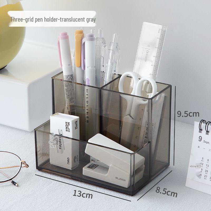 Stylish Multi-Grid Transparent Pen Holder for Office Desk